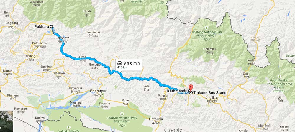 Carte de Katmandou et Pokhara